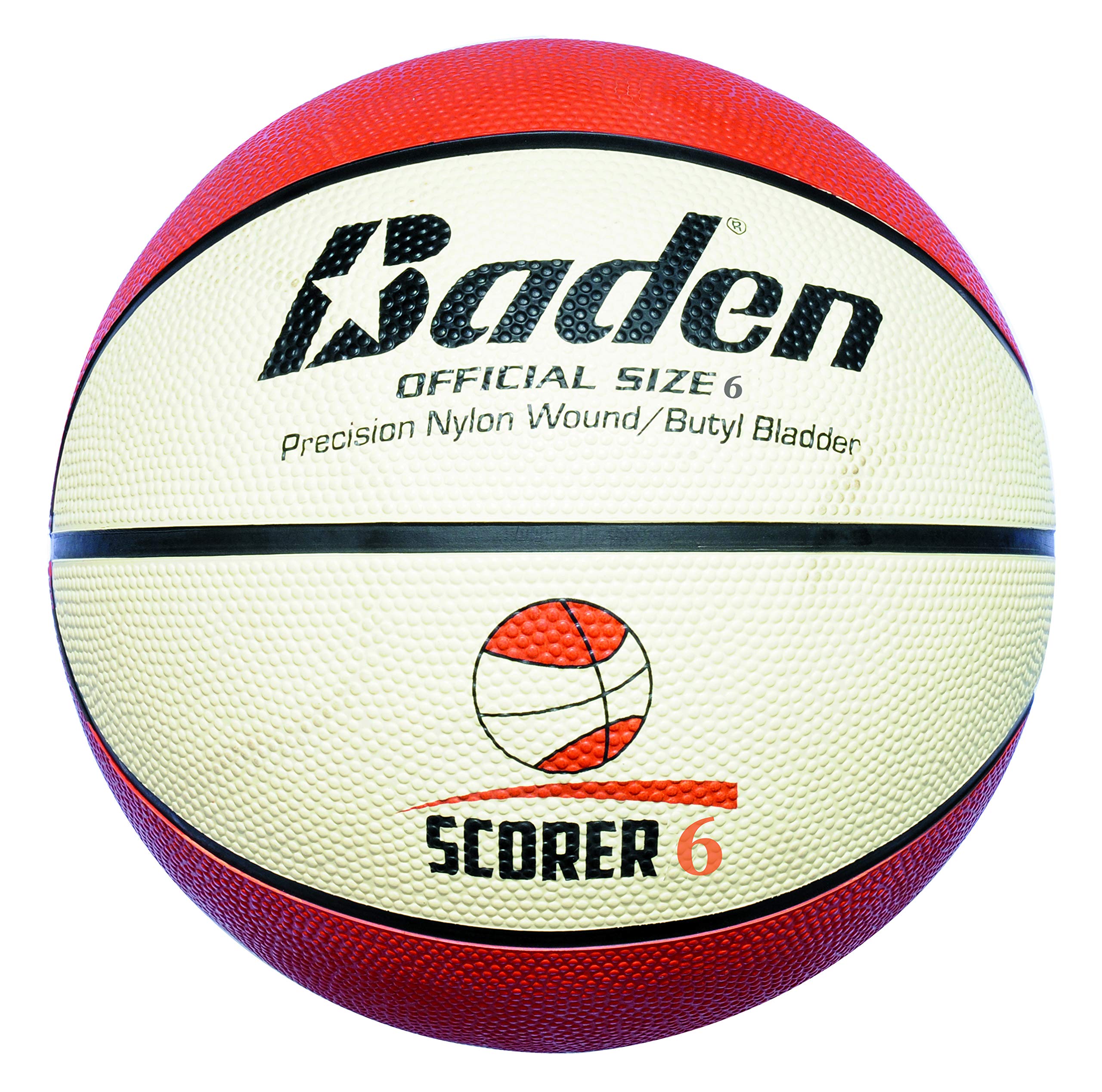 Baden Rubber Replica Match Basketball, Orange/Tan, Size 6