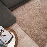THE RUGS Living Room Shaggy Rug 120x120 Beige 30mm Thick Easy Clean view 7