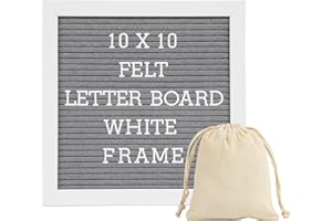 G GAMIT Letter Board Sign White Frame 10x10 - Felt Letter Board Baby Announcement Board with Typewriter Letters, White Letter Board Sign Board&Message Board with Stand and Canvas Bag.