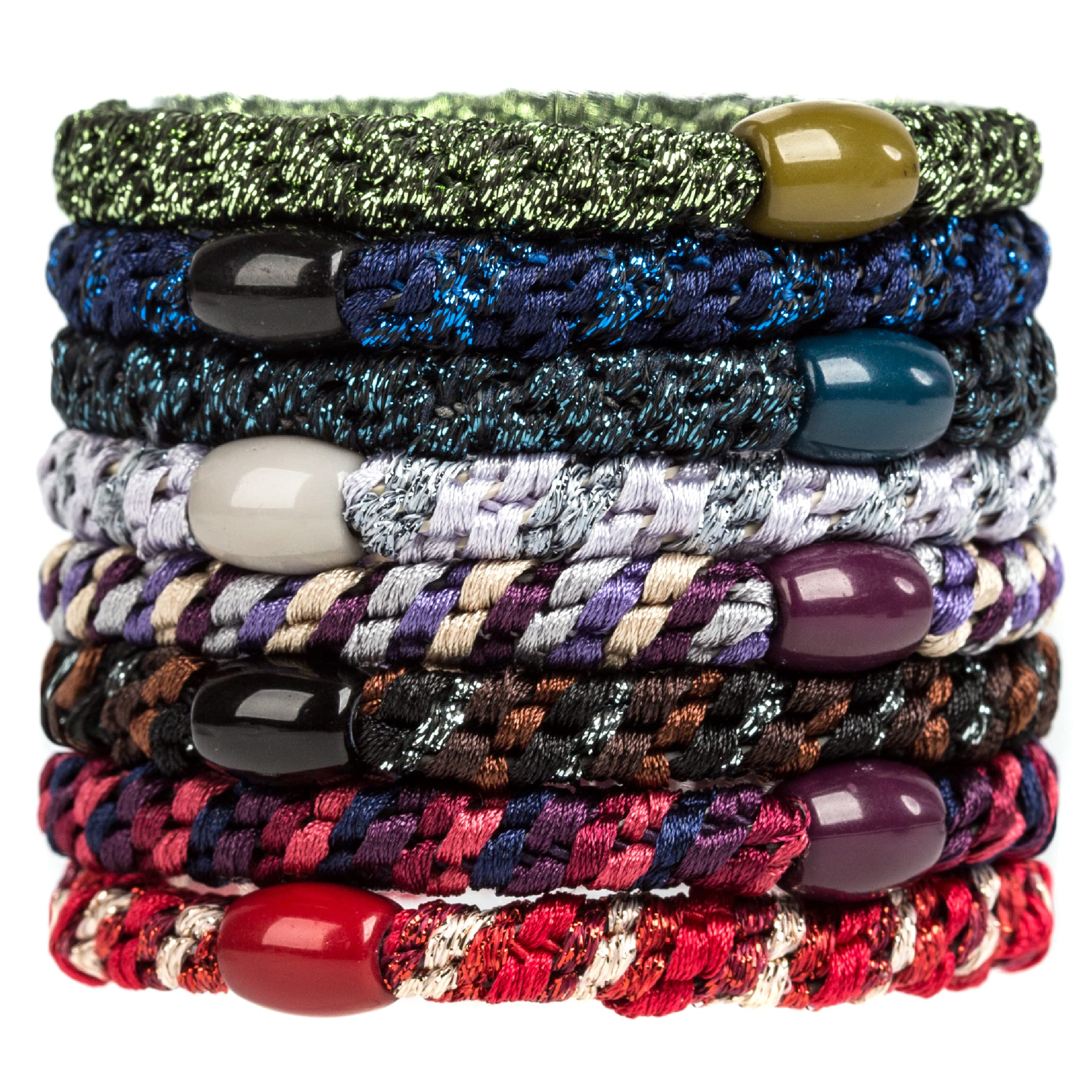 AXEN 8PCS Elastic Hair Tie for Women Girls, Cotton Bands Soft Woven Ponytail Holders for Thick Hair and Curly Hair, Mixed Colors 4 — image 1