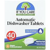 If You Care Dishwasher Tablets 40 Count - Powerful, Plant Based, Concentrated, Biodegradable, Natural Dish Cleaner Detergent, Dishwashing Soap Tabs