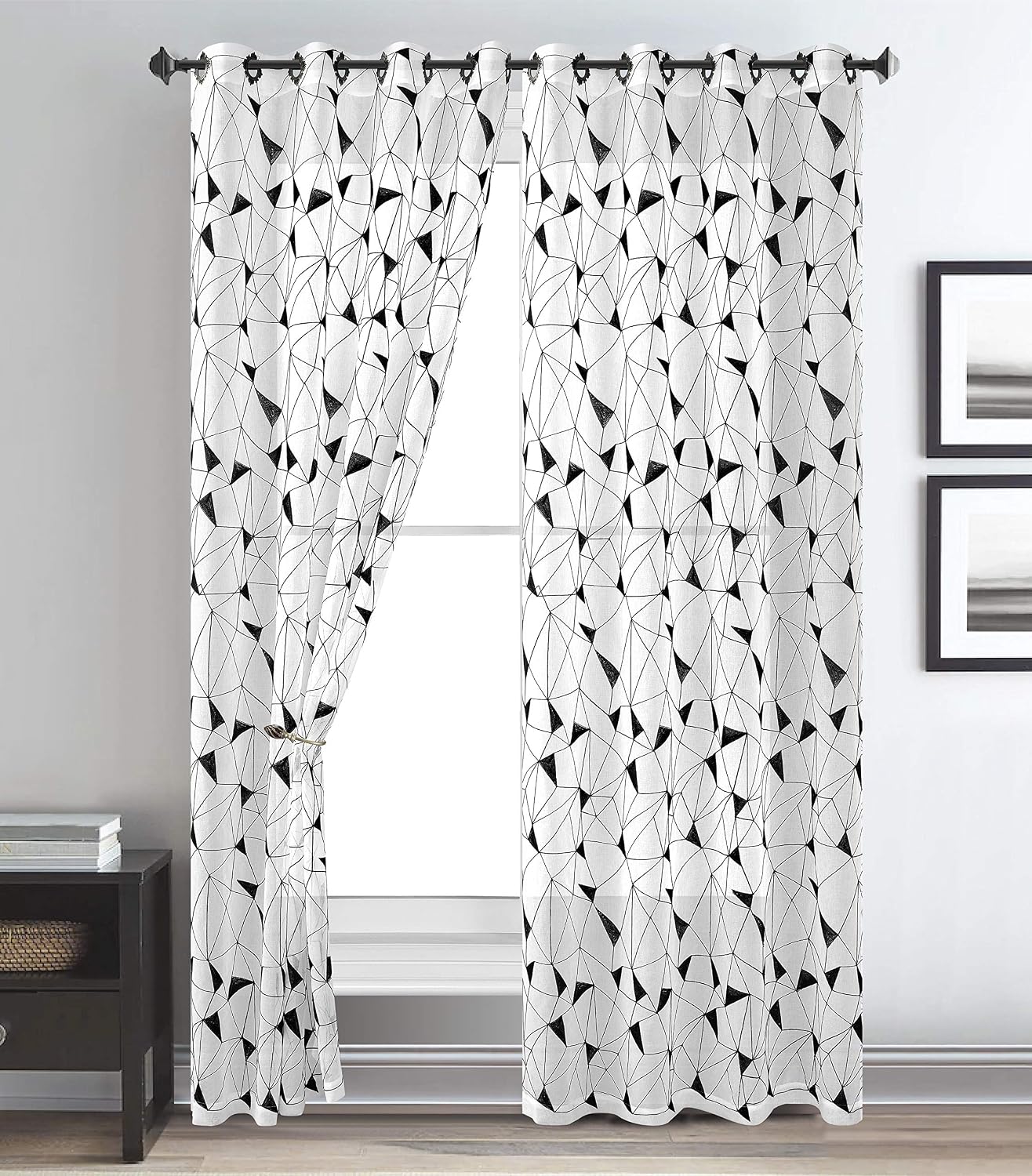 Amazon.com: HZ.Turkoy White Sheer Curtains Embroidery Geometry Design