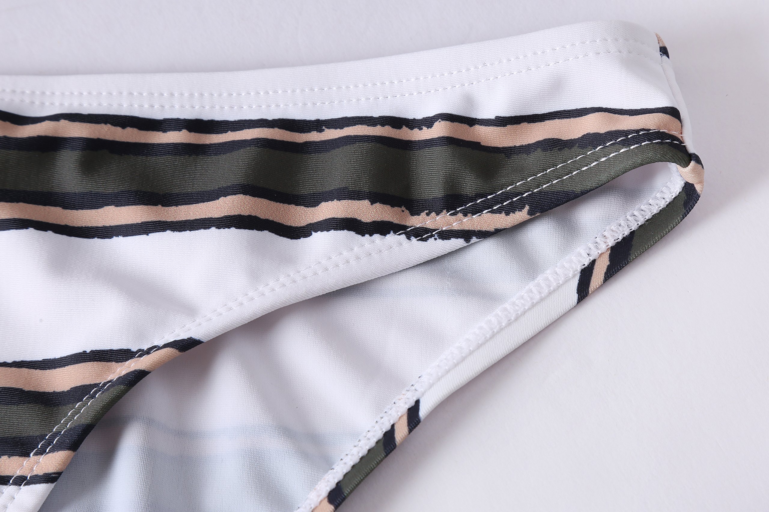 Lemonfish Women’s Strapless Bra Horizontal Stripe Bandeau Bikini Bottom ...