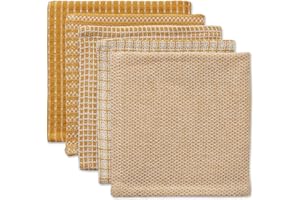 DII Everyday Kitchen Collection Assorted Dishcloth Set, 12x12, Honey Gold, 5 Count