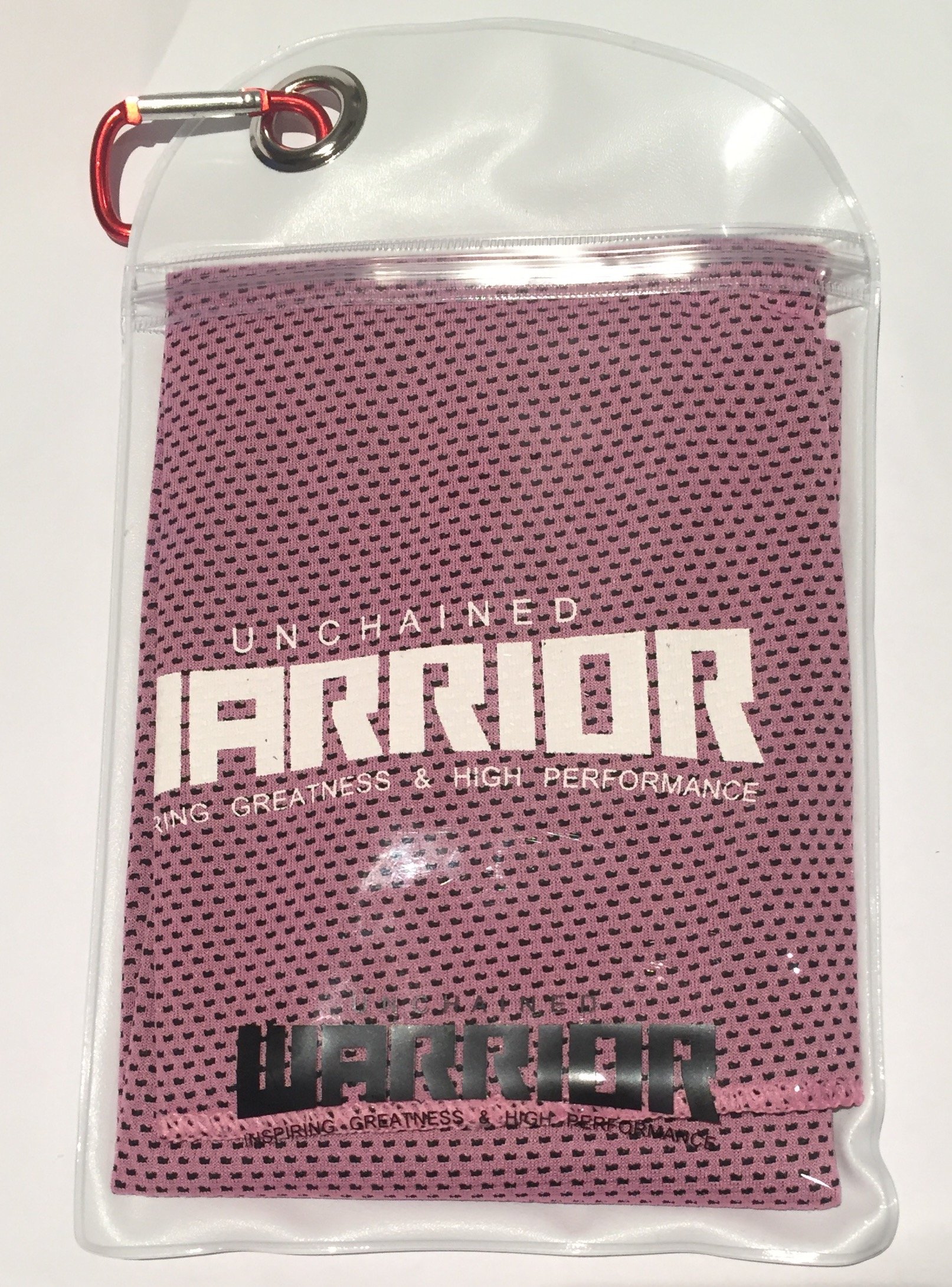 Unchained Warrior Quick-Dry/Lightweight/Compact Cooling Travel/Sports Towel with Carabiner, Microfibre, Pink, 23 x 14 x 1 cm