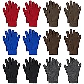 Pistha 12 Pairs Winter Gloves Knit Warm Gloves Magic Glove Bulk Pack Christmas Gift for Men Women Teens Homeless Cold Weather