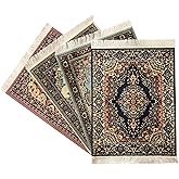 Set of 4 Dollhouse Area Rugs – Miniature Carpet Accessories for Doll Houses, 10 x 7 Inch Rectangular Floor Décor, Oriental Style
