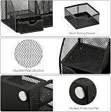 EXERZ Desk Organiser Mesh Desk Tidy Caddy Multifunctional 7 Compartments Black view 5