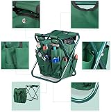 Relaxdays Foldable Garden Tool Storage Seat, 16 Pockets, Green view 5