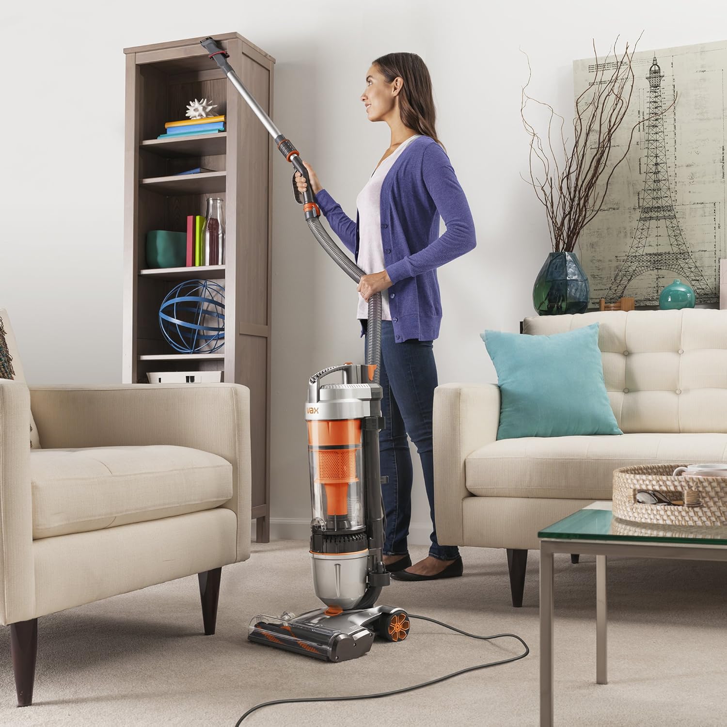 Vax Bagless Air Stretch Upright 1.5L Vacuum Cleaner 820W Silver/Orange