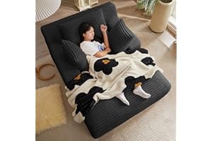 HRVEOCEI 67" Chaise Lounge Indoor, Oversized Chaise Lounge Chair with 3 Comfy Pillows for Living Room Bedroom, Wide Arms Corduroy Fabric High-Density Foam No Assembly Required (Black)