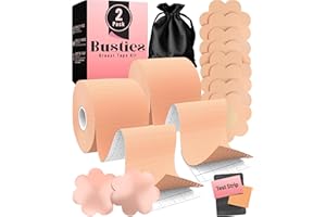 Busties Boob Tape Kit, Easy to Use (Universal Fit), Breathable Boobtape for Breast Lift, Invisible Breast Lift Tape, Bra Tape