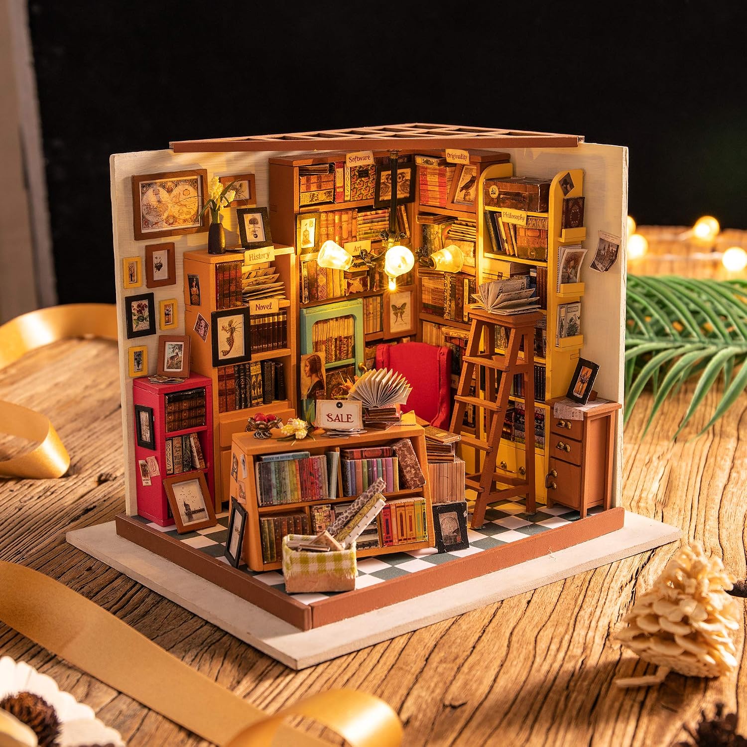Rolife DIY Miniature Dollhouse Kits Books Store Wooden Dollhouse Model Creative Gifts for Kids Teens and Adults - Image 3