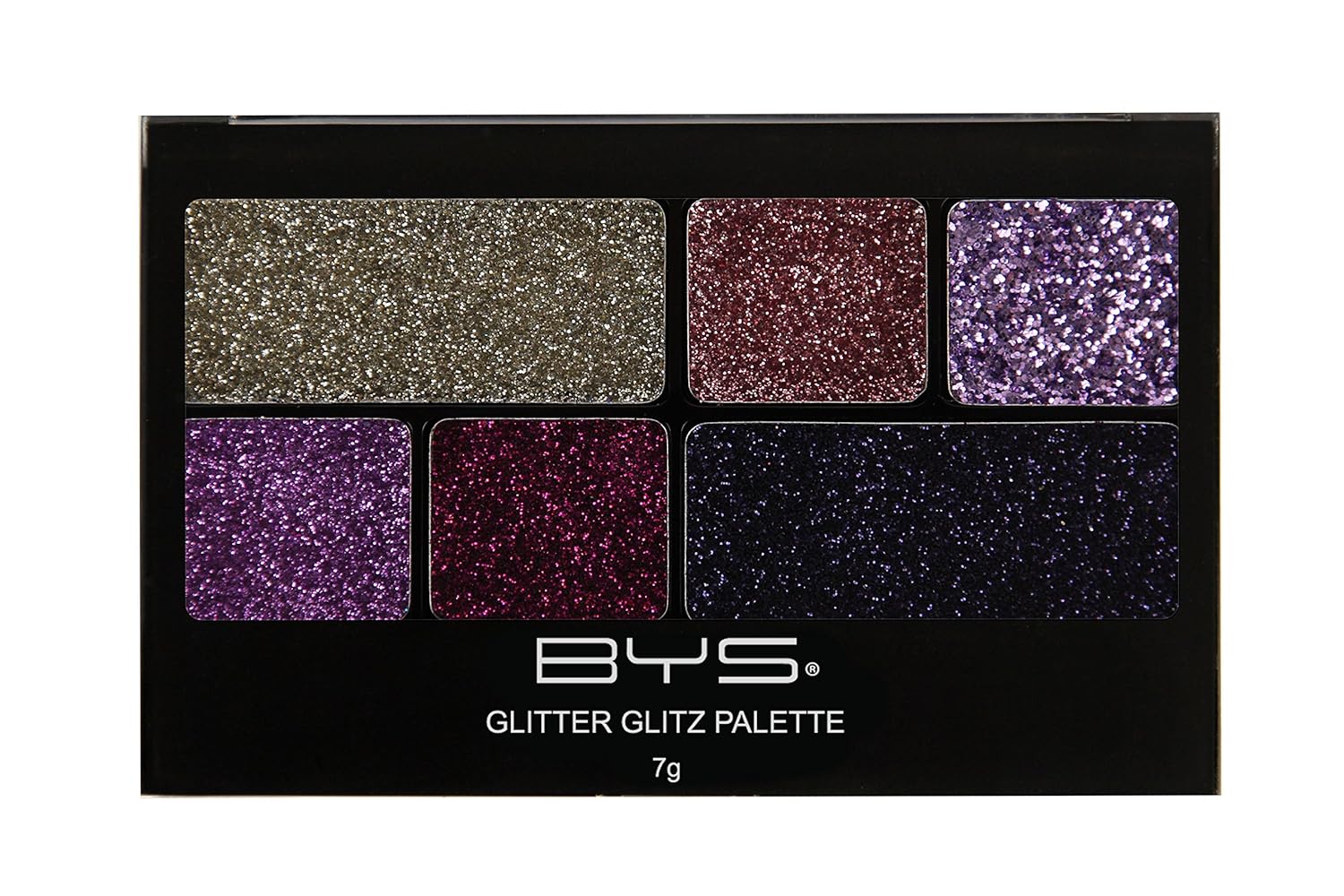 BYS Glitter Glitz Gel for Eyes and Face 6 Shade Makeup Palette - Purple Jewels