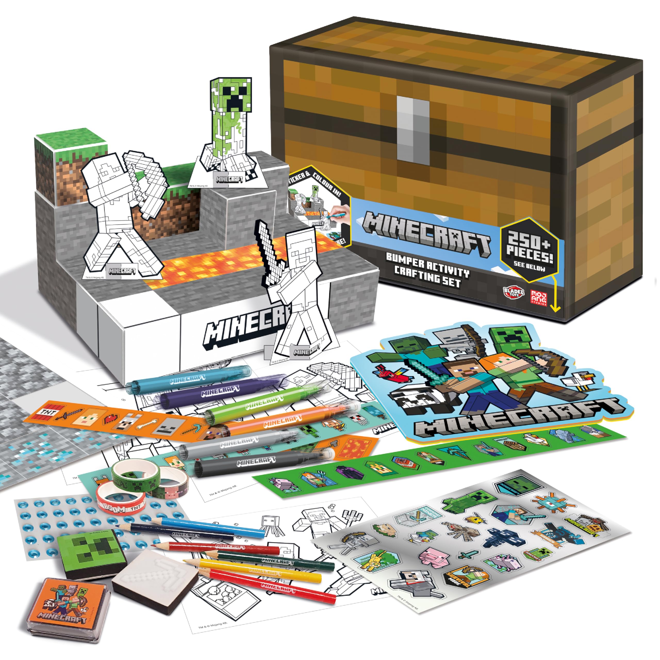 Minecraft by Bladez Toyz Kids Activity Set - Kids Arts & Crafts Sets with 250+ Pieces & Minecraft Characters - Minecraft Gifts for Boys - Stickers & Stampers for Minecraft Fun