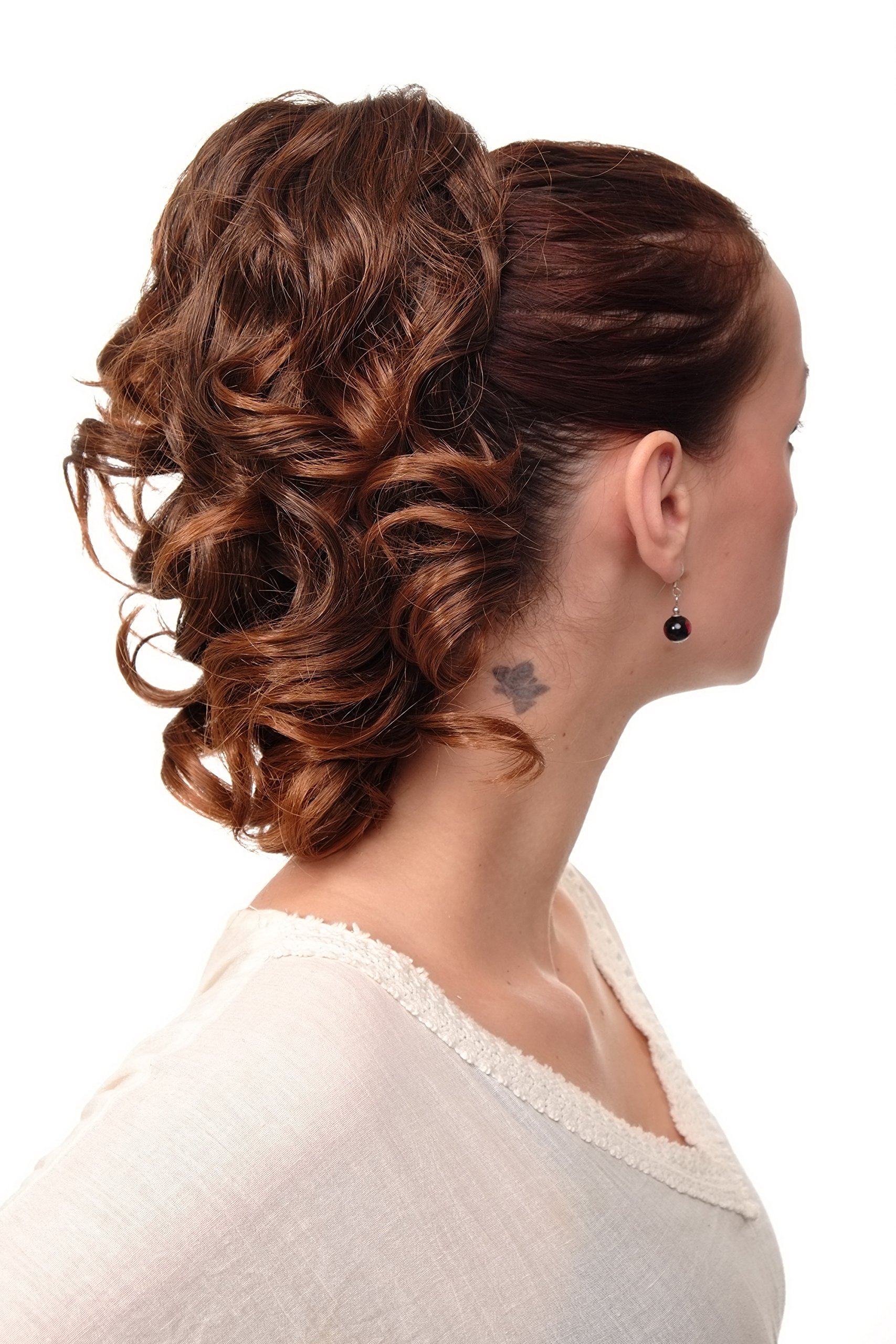 WIG ME UP - JL-3023-4T30 Hairpiece ponytail with comb and elastic draw string short wavy voluminous chestnut brown mix 14inch