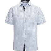 Alex Vando Mens Printed Dress Shirts Short Sleeve Easy Care Regular Fit Button Down Shirt