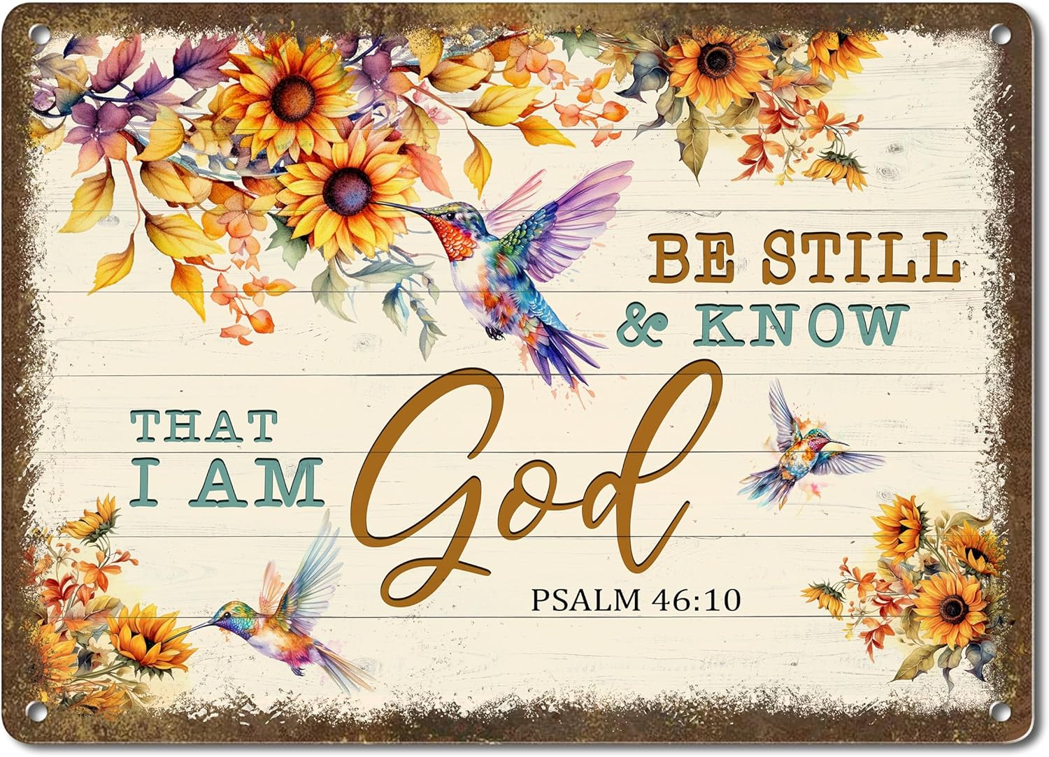 Plaques & Wall Art - MONIZY Hummingbird Gifts Decor Outdoor Sunflower And Hummingbirds Flowers Garden Decorations Vintage Metal Wall Art For Home House Kitchen Gift Women Decoration Yard Signs Aliminum 8x11 Inches