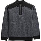 X RAY Boys (6-12) Quarter Zip Fleece Flannel Lining Sweater, Classic Fit Mock Neck Knit Kids Sweater for Fall and Winter