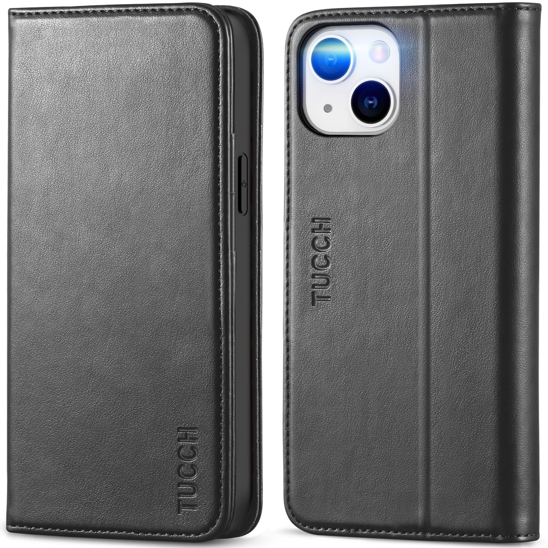 Photo 1 of TUCCH Case Wallet for iPhone 14 6.1", [3 Card Holder] Slots [RFID Blocking] Stand Flip Folio PU Leather Cover, with [TPU Shockproof Interior Case] Compatible with iPhone 14 2022, Classic Black