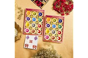 SATVIK STORE SATVIK 24 Pc Multicolor Clay Diya with Laxmi Charan Stickers Terracotta Dia Traditional Puja Vilakku Oil Lamp Natural Mitti Diya Diwali Navratri Pooja Décorations Indian Housewarming Return Gift Item