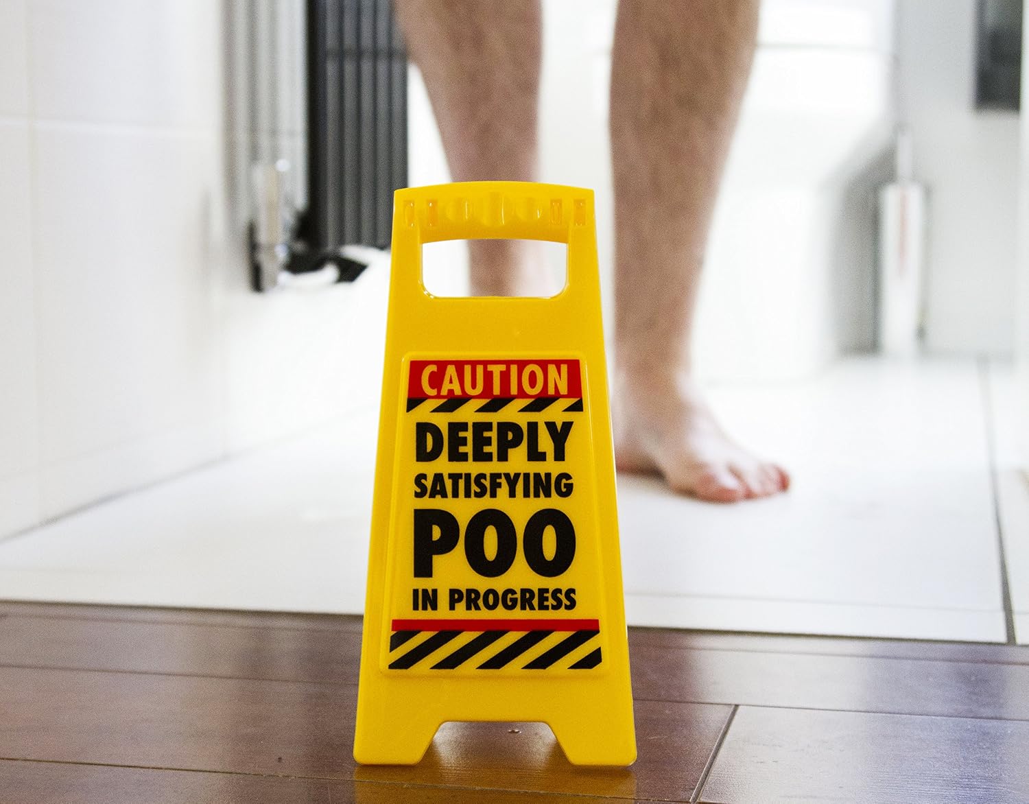 Boxer Deeply Satisfying Poo in Progress Novelty Toilet Humour Warning Sign, Yellow, 11.8cm x 25cm - Image 5