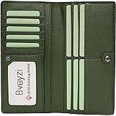 Bveyzi Ultra Slim Thin Leather RFID Blocking Credit Card Holder Bifold Clutch Wallets for Women