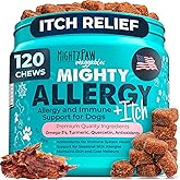 Mighty Paw Waggables Allergy Immune + Itch (Made in The USA) -Dog Chews Anti-Itch for Dogs. Allergy Support Vitamins for Skin and Coat Allergies. Omega 3 & Quercetin for Pets 120 Ct