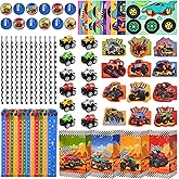 HandTool 84pcs Truck Party Favors, Car Themed Birthday Party Supplies Including Truck Toys Notebooks Rulers Pencils DIY Stickers Pencil Sharpener, Race Car Themed Party Goodies Classroom Rewards