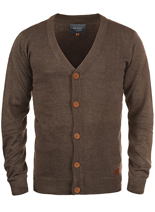 Blend Lennard Herren Strickjacke Cardigan Feinstrick Mit V-Ausschnitt Und Knopfleiste