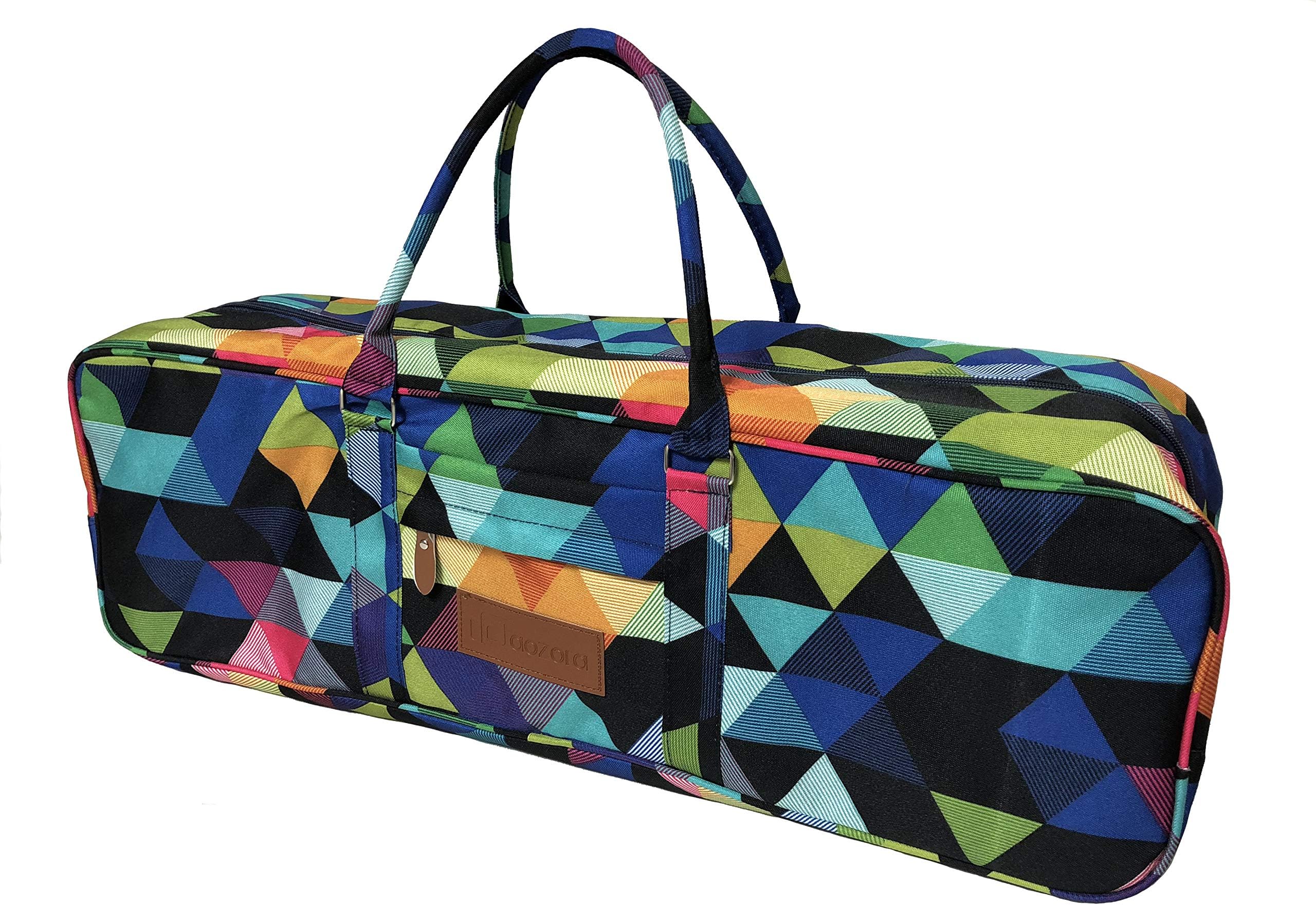 All-in-one Yoga Mat Bag with Pocket and Zipper - Patterned Canvas