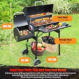 SUNLIFER Charcoal BBQ Grill With Offset Smoker Large Barrel 62x30CM view 6