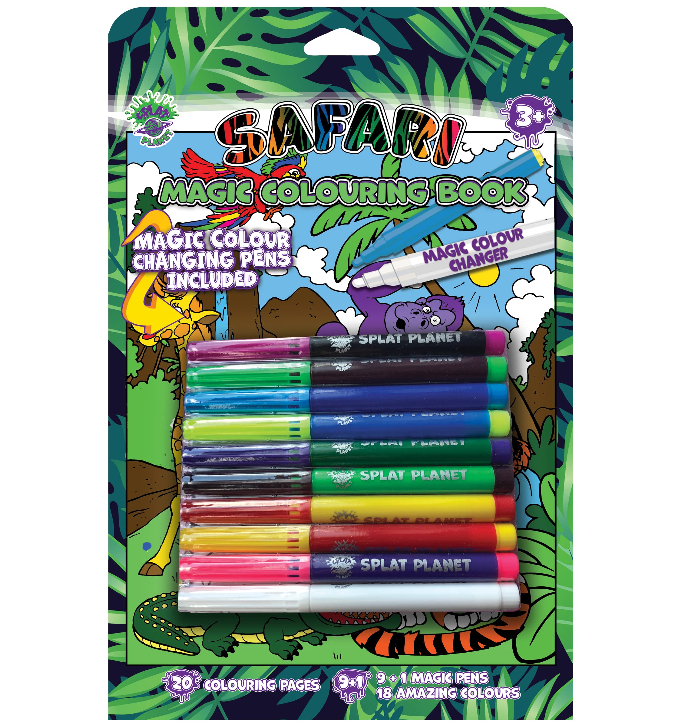 Splat Planet Zoo Safari Animals Magic Coloring Book With Color Changing Magic Pen Set - A4 Size Coloring Book Magical Art - (Zoo Safari Animals)