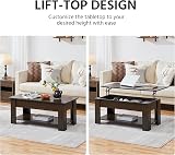 Yaheetech Lift Up Coffee Table Espresso with Hidden Storage Drawer Open Shelf view 4