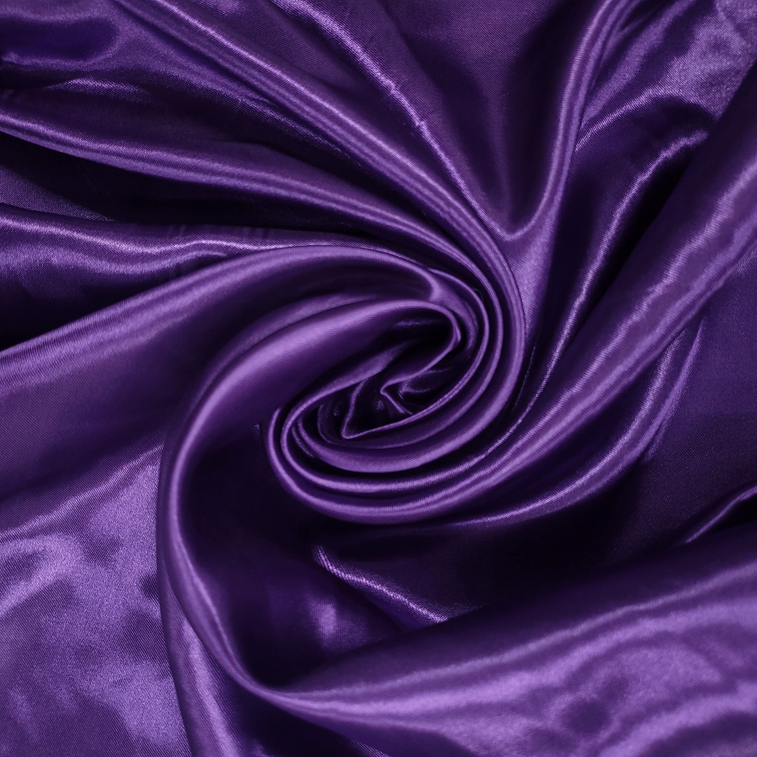 58"/150cm Wide Plain Poly Silk Satin Fabric (Available in 20+ Colours & Various Lengths) (DEEP Purple, 1 Meter (PRE Cut))