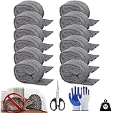 DEMIBAZ Steel Wool Mice Repellent - 12 Rolls of Steel Wool (14ft x 3.1in, Coarse Grade #3), Scissors & Glove - Keep Mice Away