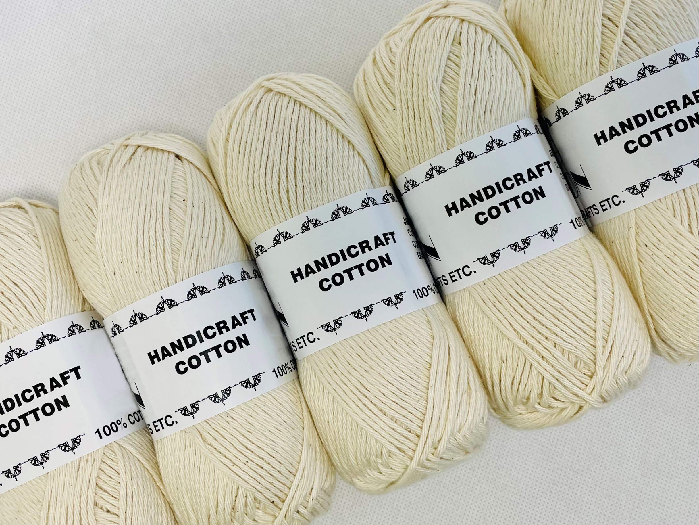 5 x 100g Dishcloth / Craft Cotton Yarn - (Cream)