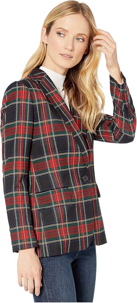 lauren ralph lauren tartan crest twill plaid blazer