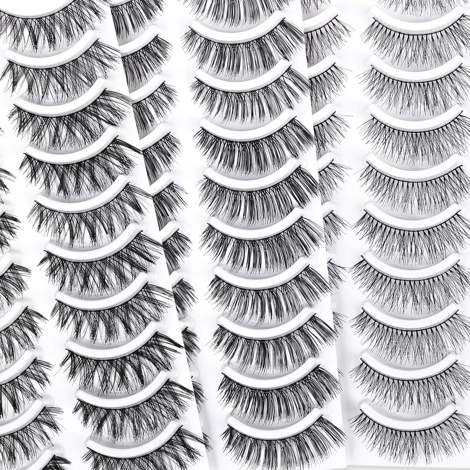 Eliace 50 Pairs 5 Styles Lashes Bulk Handmade False Eyelashes Set Professional Fake Eyelashes Pack, Lashes For Women, Eyelashes Natural Look Very Soft and Comfortable, With Free Eyelash Tweezers : Beauty