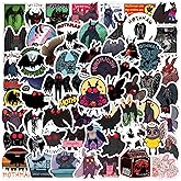 63Pcs Mothman Stickers, Cryptid Cartoon Aesthetics Vinyl Decals Waterproof Stickers for Helmet Laptop Phone Water Bottles Birthday Halloween Party Supplies Decoration Favors
