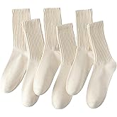 ULEEMARK 6 Pairs Of Neutral Crew Socks, Striped Retro Sports Calf Leather Socks, Casual Cotton Socks For Men & Women（7-15）
