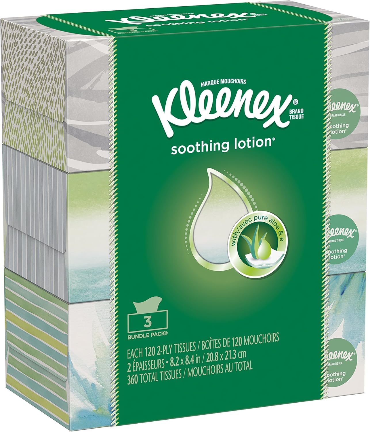 Kleenex Lotion Facial Tissue, 120 Count, (3 Pack)