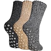 SeeyAN Merino Wool Grip Socks For Womens Non Slip Ski Boot Hiking Thermal Winter Warm Cozy Anti Skid Socks 3 Pairs