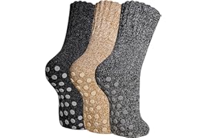 SeeyAN Merino Wool Grip Socks For Womens Non Slip Ski Boot Hiking Thermal Winter Warm Cozy Anti Skid Socks 3 Pairs