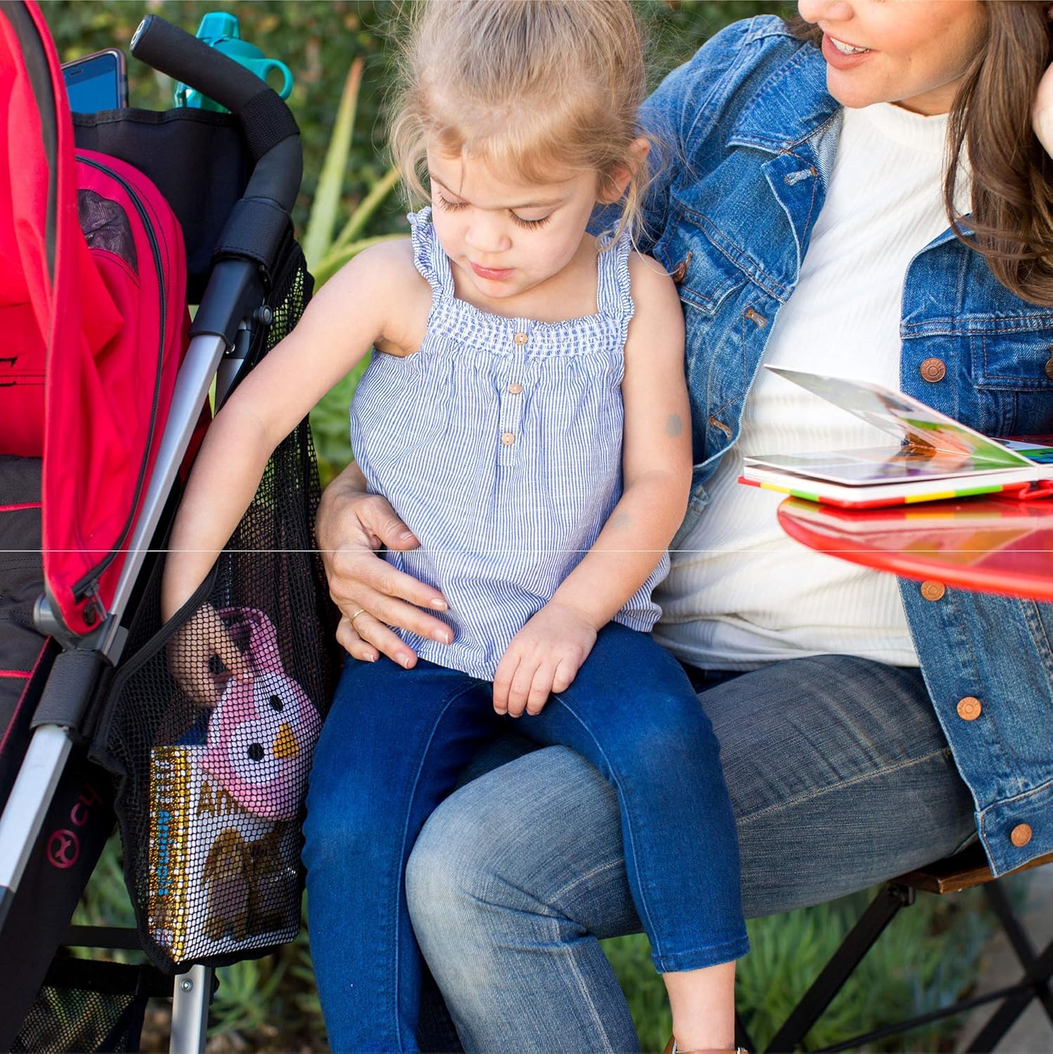 J.L. Childress Side Sling, Universal Fit Stroller Mesh Cargo Net and Organizer, Extra Stroller Storage Space, Non-Slip and Adjustable Straps, Black : Baby Stroller Accessories : Baby