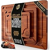 Pre-Oiled, Non Toxic 3-Piece Carbonized Bamboo Cutting Board Set, Eco-Friendly Wooden Chopping Boards for Kitchen with Hanging Hole, 500°F Carbonized Technology Charcuterie Serving Boards Deer & Oak