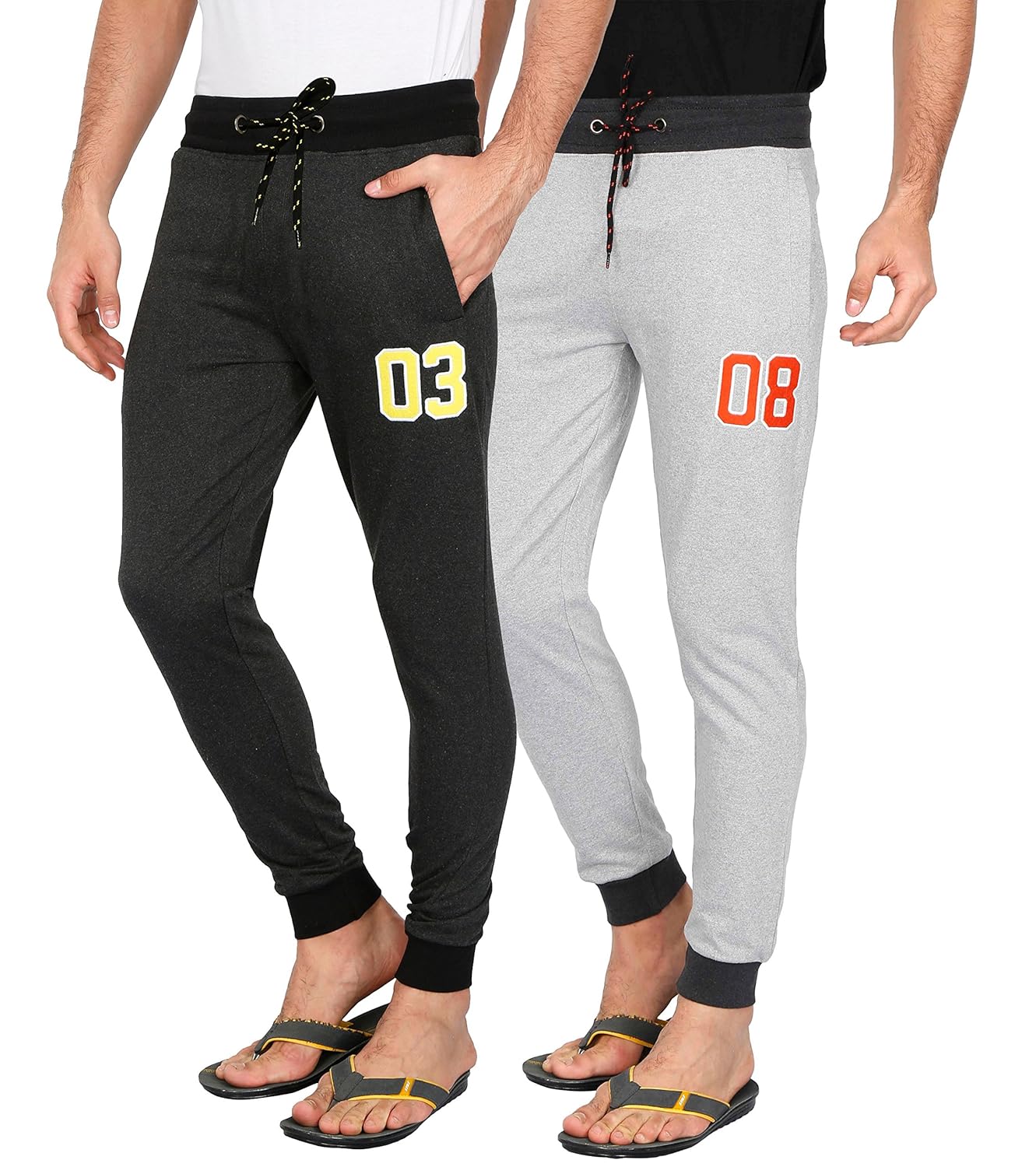 maxis greymelange and charcoal melange cotton track pants,pyjamas,sleepwear,bottoms-pack of two