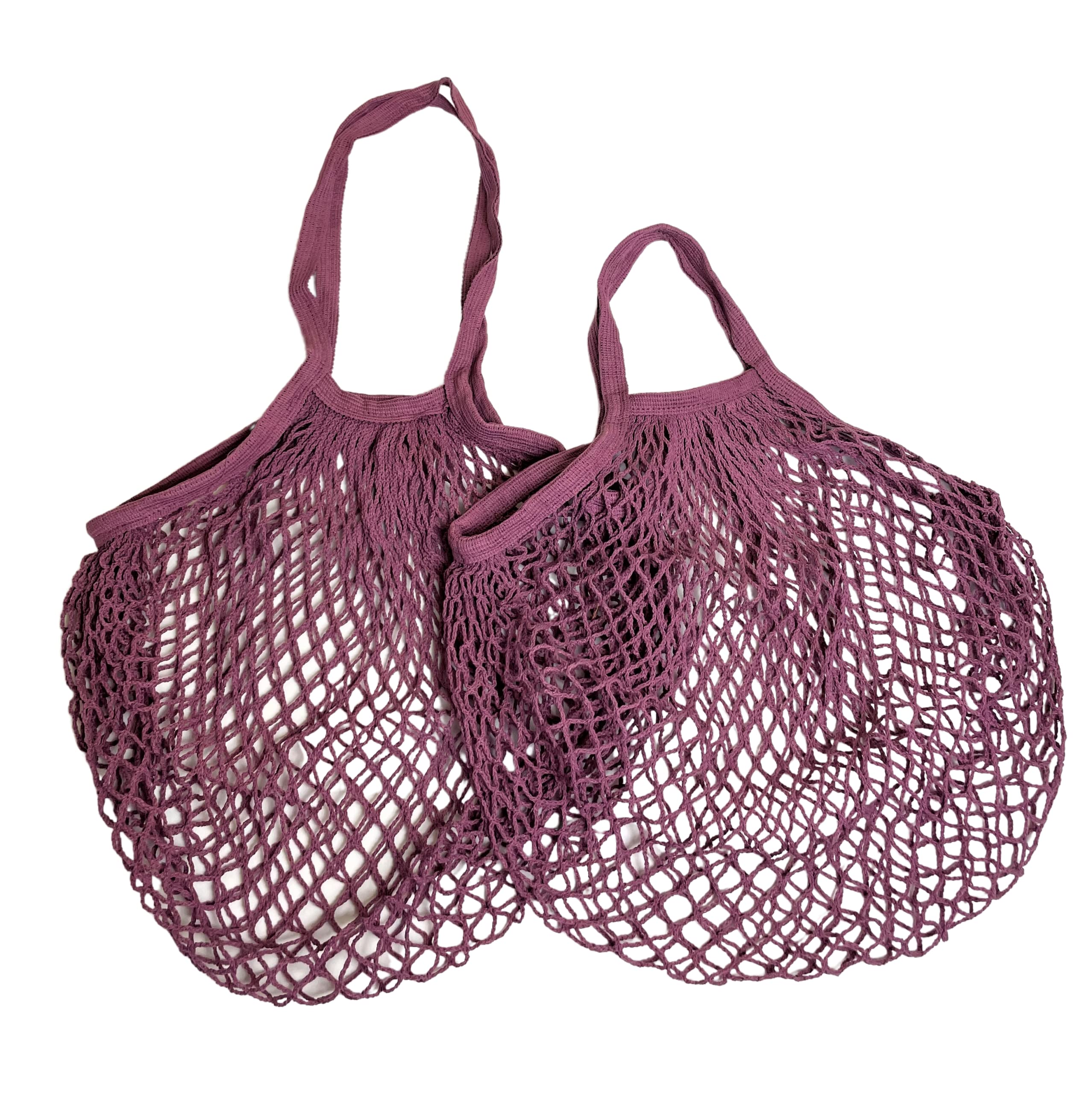 Modo Reusable (2 Pack) String Cotton Net Shopping Bags 1 Short & 1 Long Handle Bag Multipurpose Toys Storage (Berry Purple) — image 1