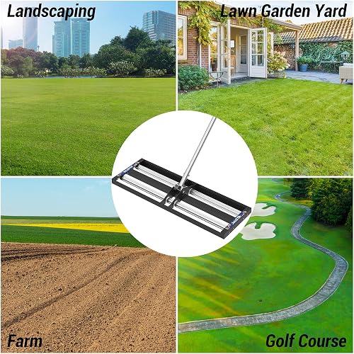 Yard Leveling Equipment JOZ Stainless Steel Lawn Leveling Rake 45x10in