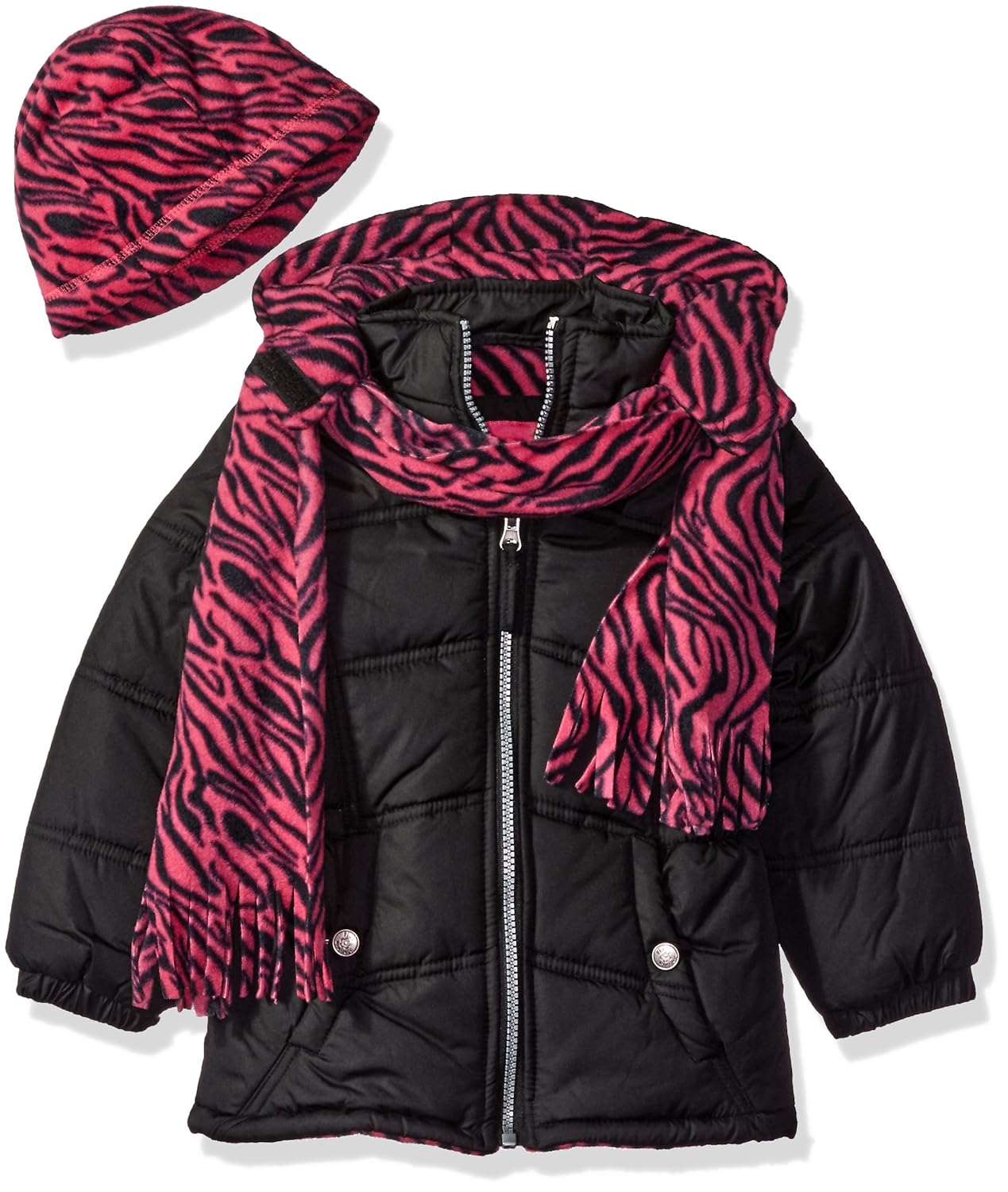 Buy Pink Platinum Girls' Puffer Jacket with Zebra Print Lining and